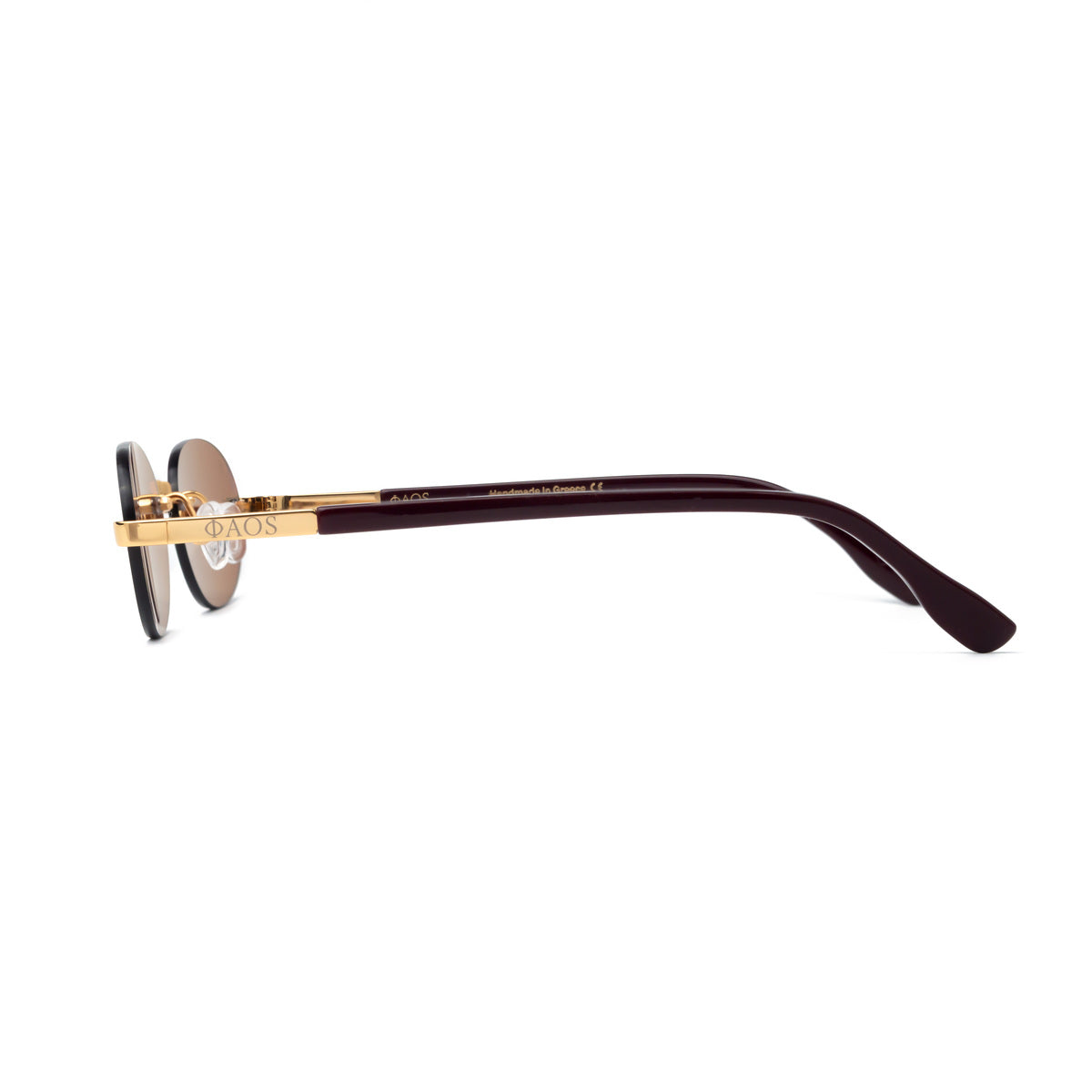 PHAESTUS IN METALIC GOLD WITH MAROON LENSES