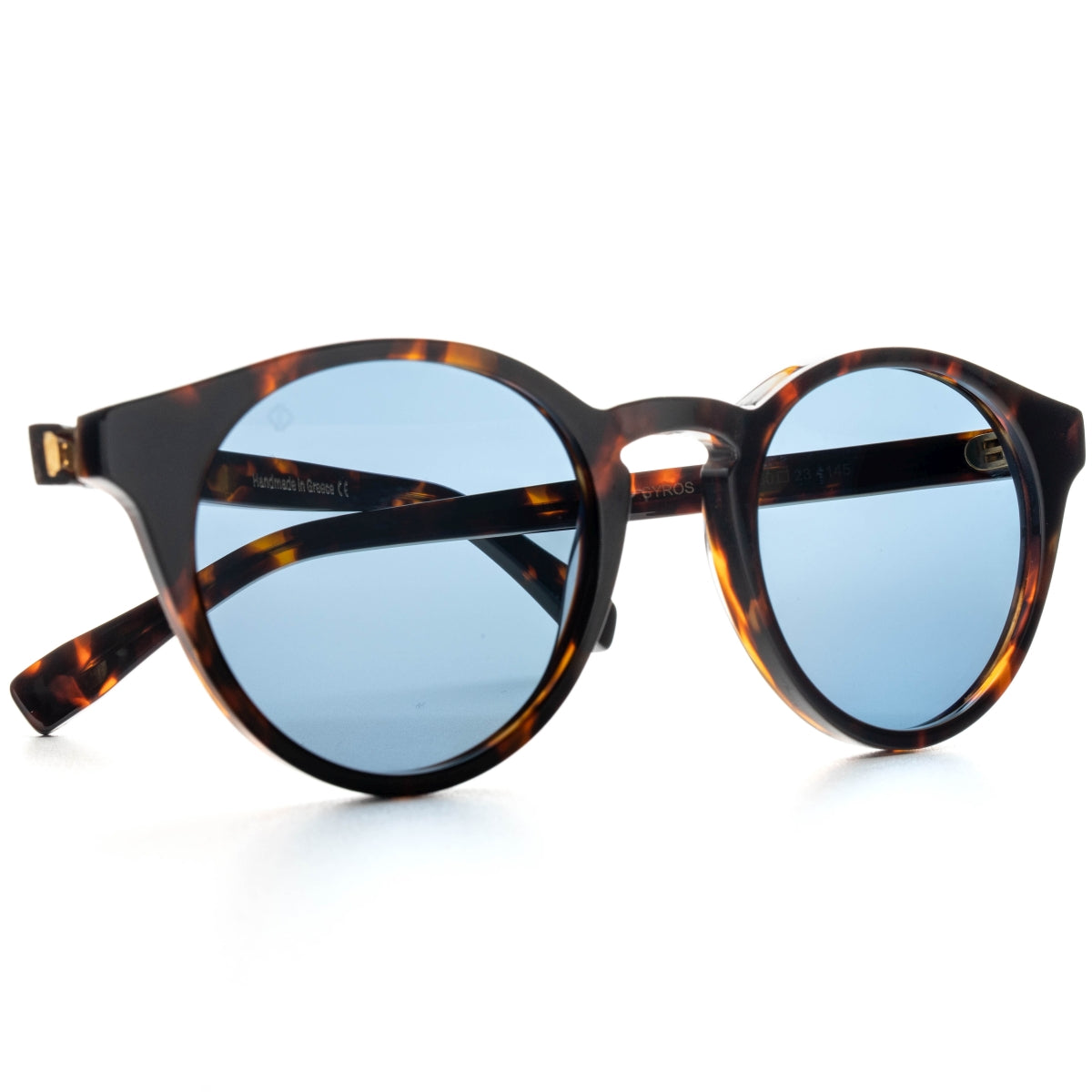 SYROS IN MARBLE BROWN WITH KYANO BLUE LENSES