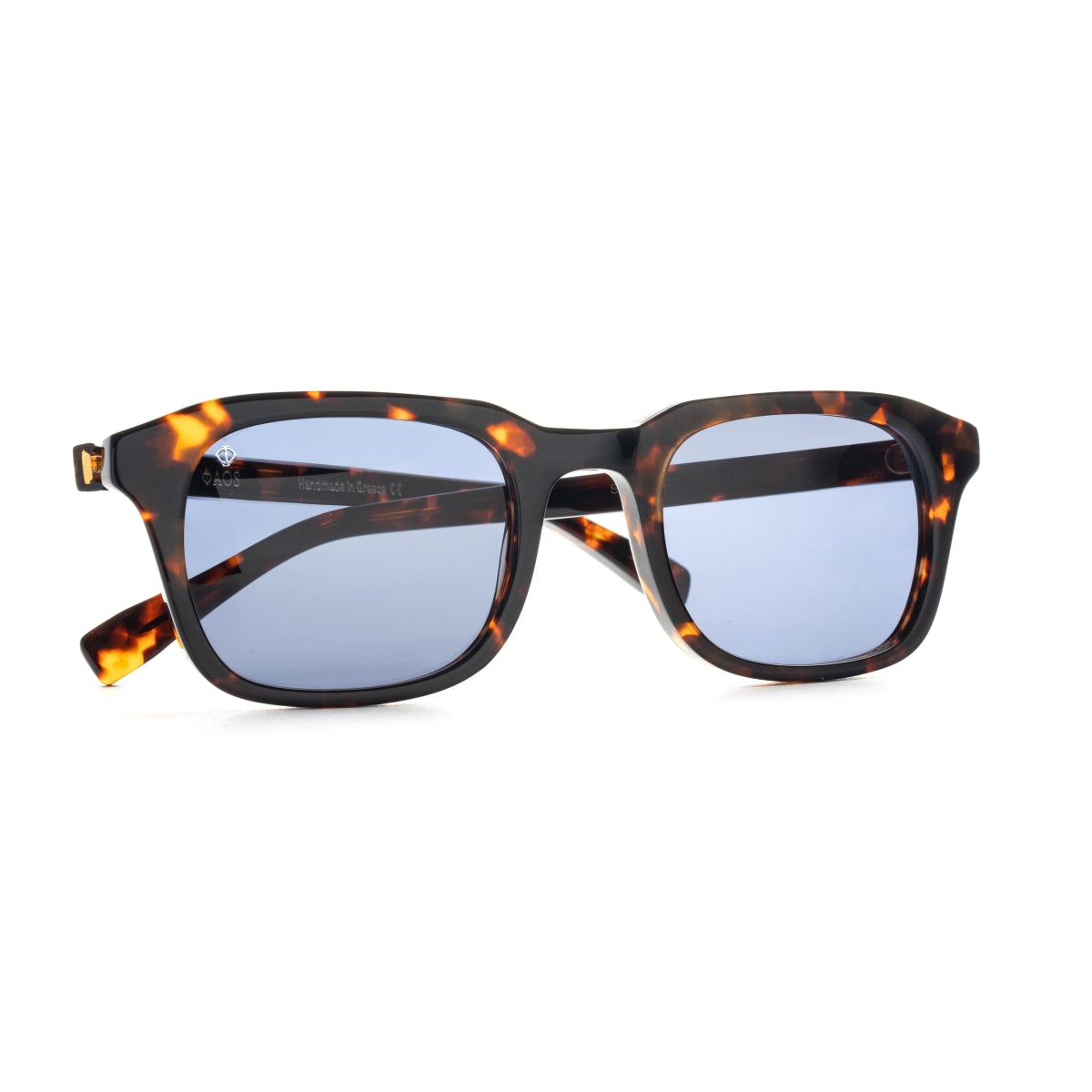 SANTORINI IN MARBLE BROWN WITH AEGEAN BLUE LENSES