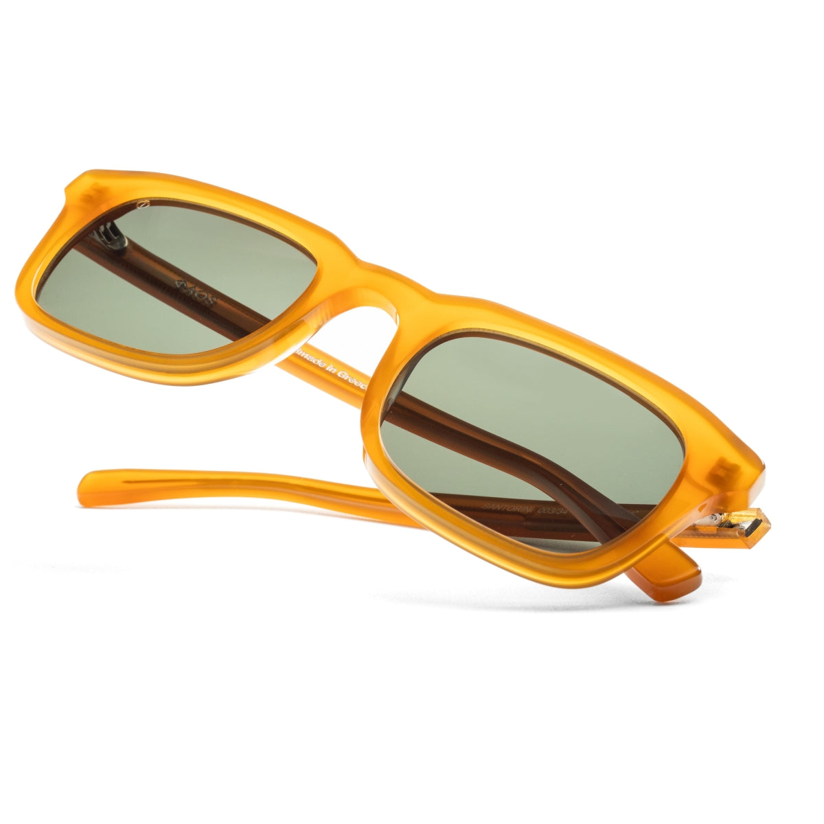 SANTORINI IN ELECTRUM AMBER WITH ALGAE GREEN LENSES