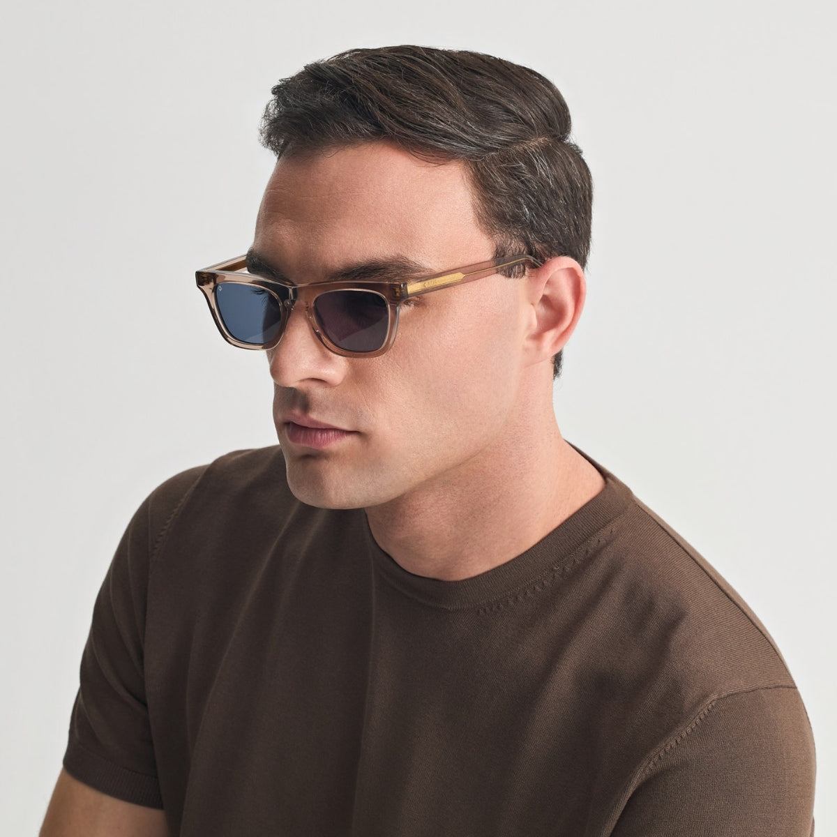 ICARIA IN CRYSTAL BEIGE WITH AEGEAN BLUE LENSES