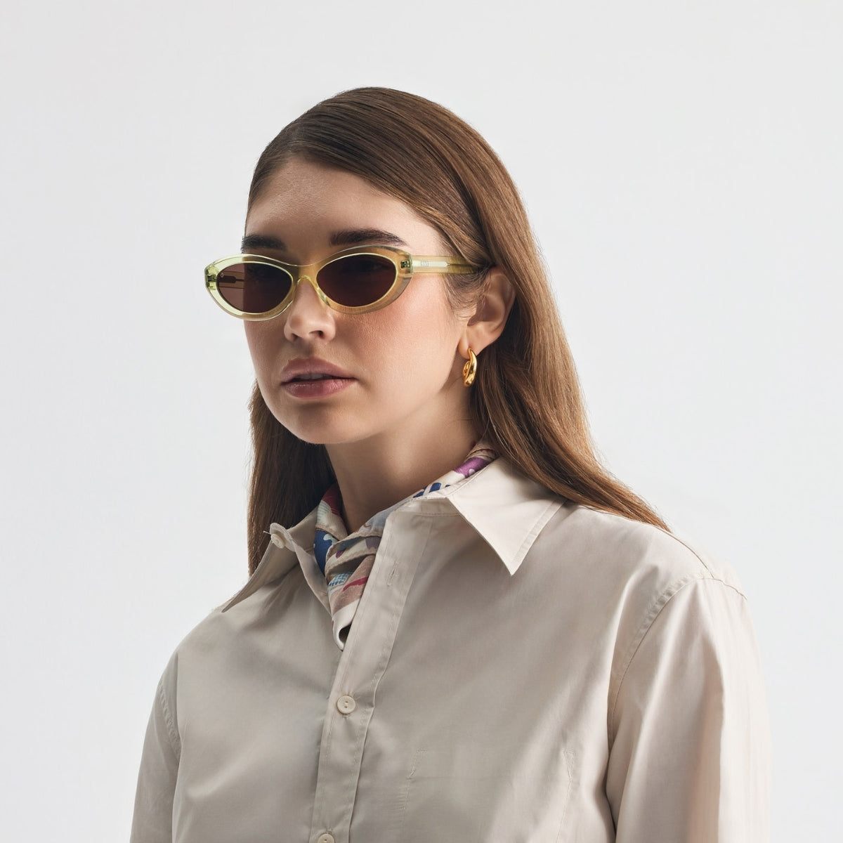 ANTIPAROS IN CRYSTAL YELLOW WITH STONE BROWN LENSES