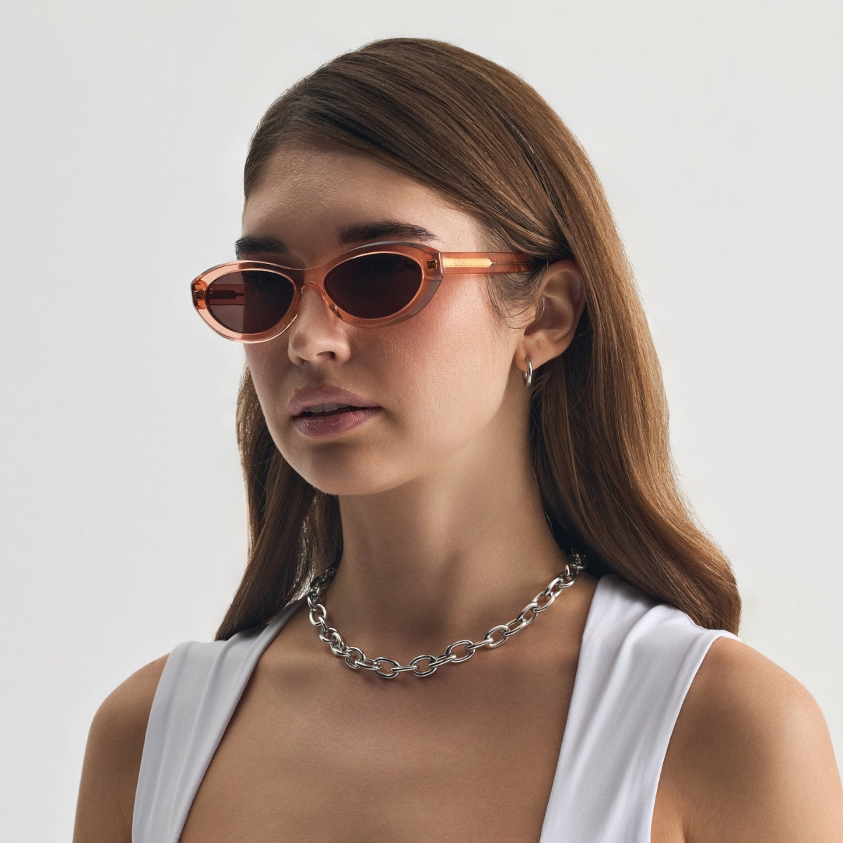 ANTIPAROS IN CRYSTAL PEACH WITH STONE BROWN LENSES