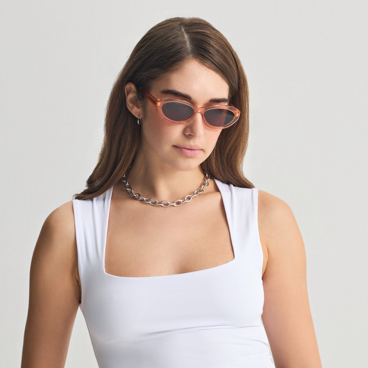 ANTIPAROS IN CRYSTAL PEACH WITH STONE BROWN LENSES