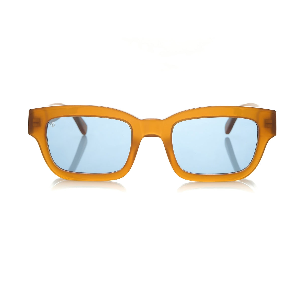 KALYMNOS IN ELECTRUM AMBER WITH KYANO BLUE LENSES