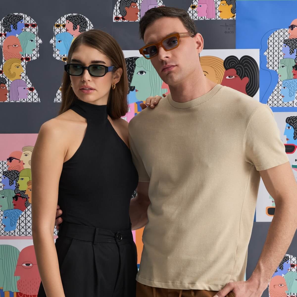 KALYMNOS IN ELECTRUM AMBER WITH KYANO BLUE LENSES