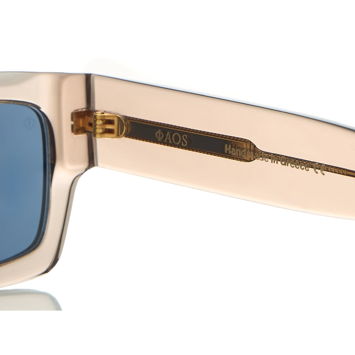 NAXOS IN CRYSTAL BEIGE WITH AEGEAN BLUE LENSES