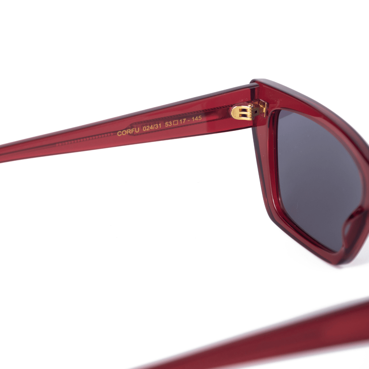 CORFU IN CRYSTAL RED WITH SHADE GREY LENSES
