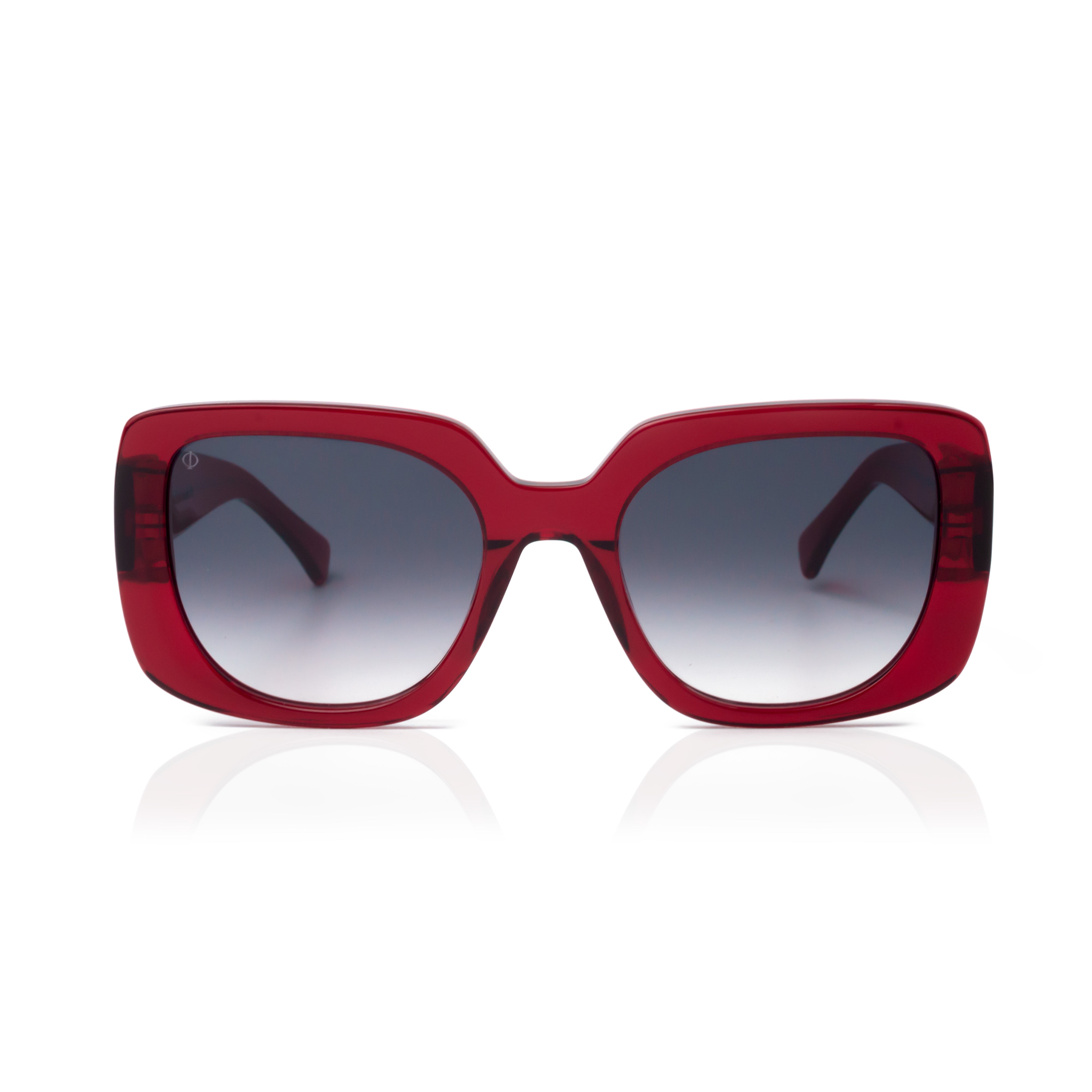 RHODES IN CRYSTAL RED WITH SUNSET GREY LENSES