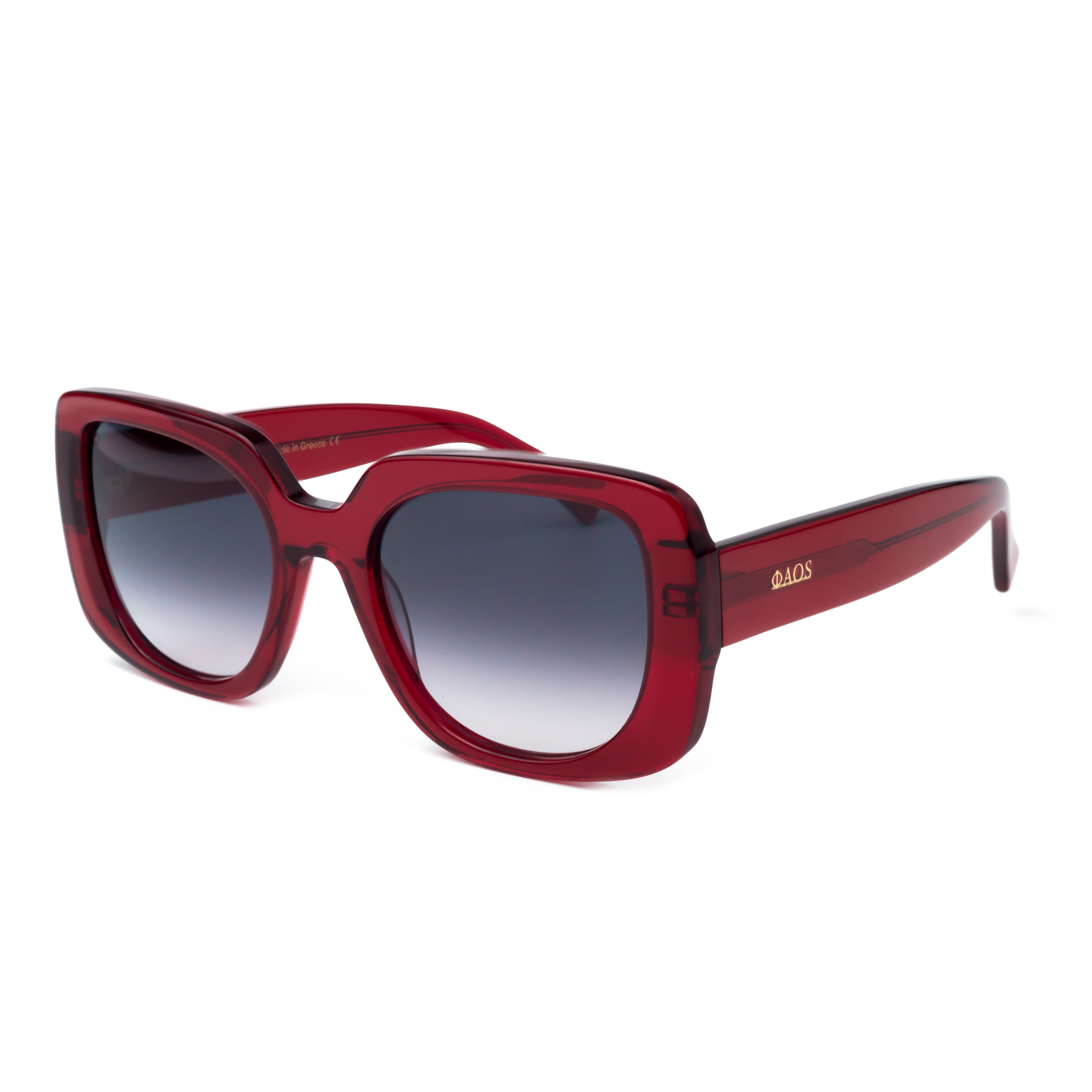 RHODES IN CRYSTAL RED WITH SUNSET GREY LENSES
