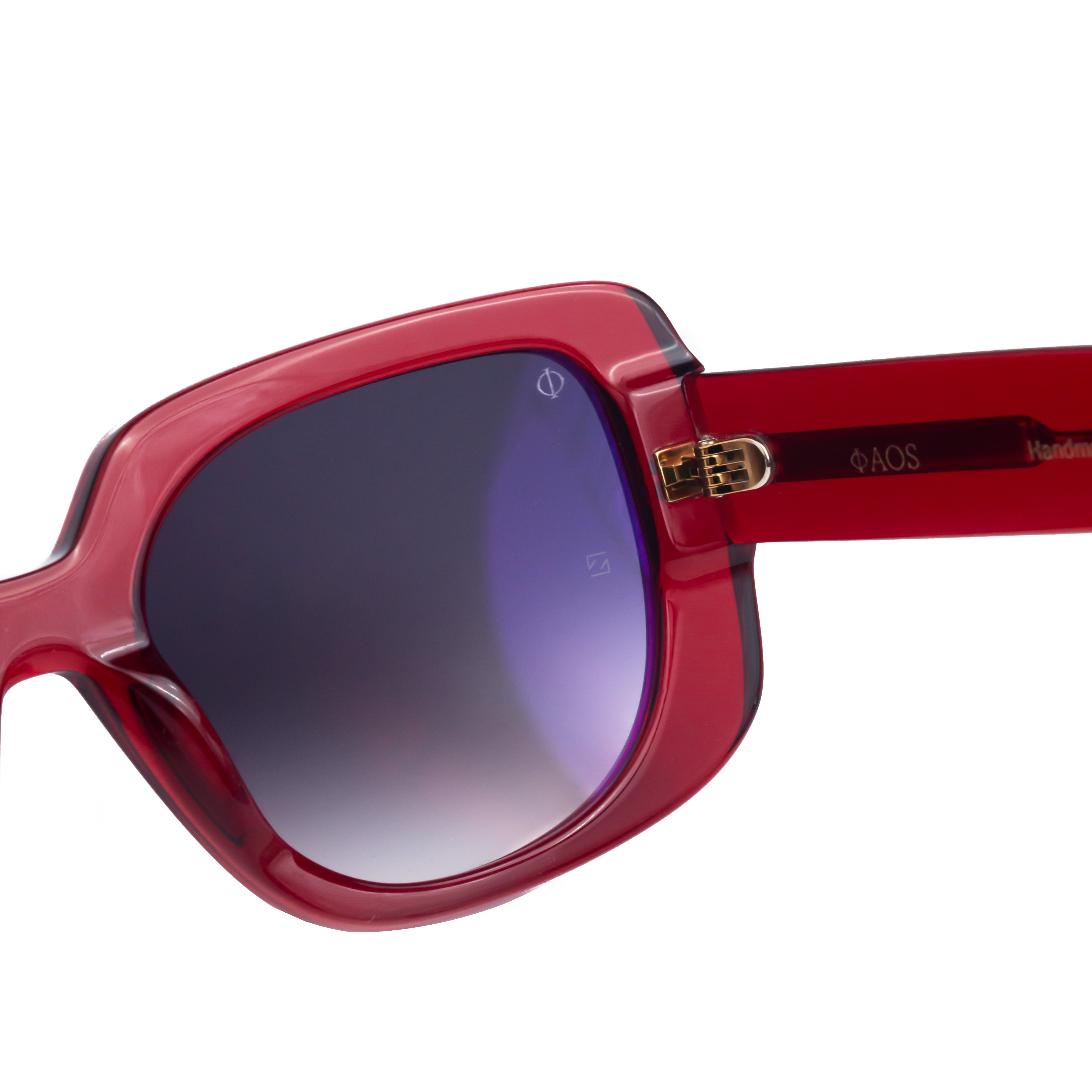 RHODES IN CRYSTAL RED WITH SUNSET GREY LENSES