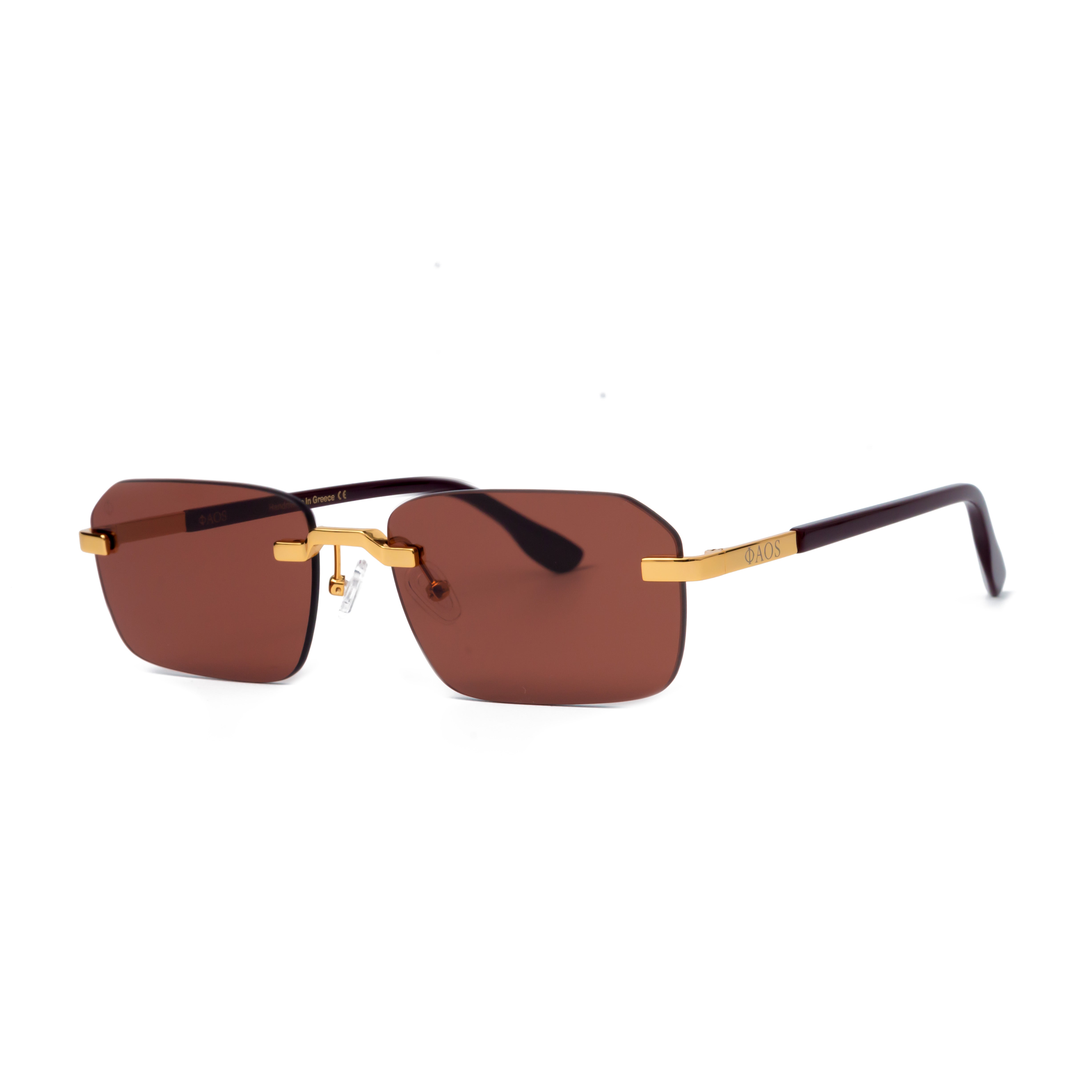 MYCENAE IN METALIC GOLD WITH MAROON LENSES