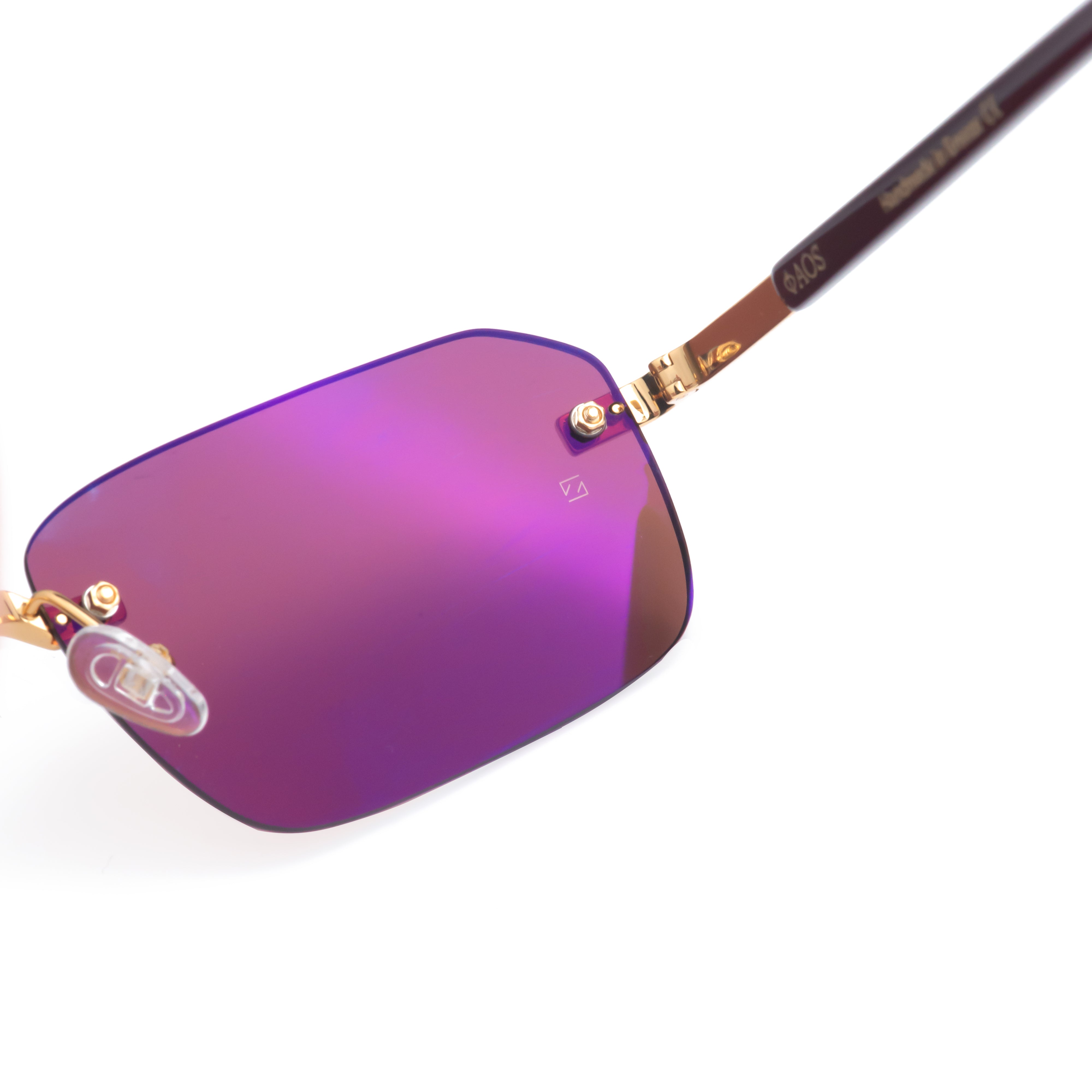MYCENAE IN METALIC GOLD WITH MAROON LENSES