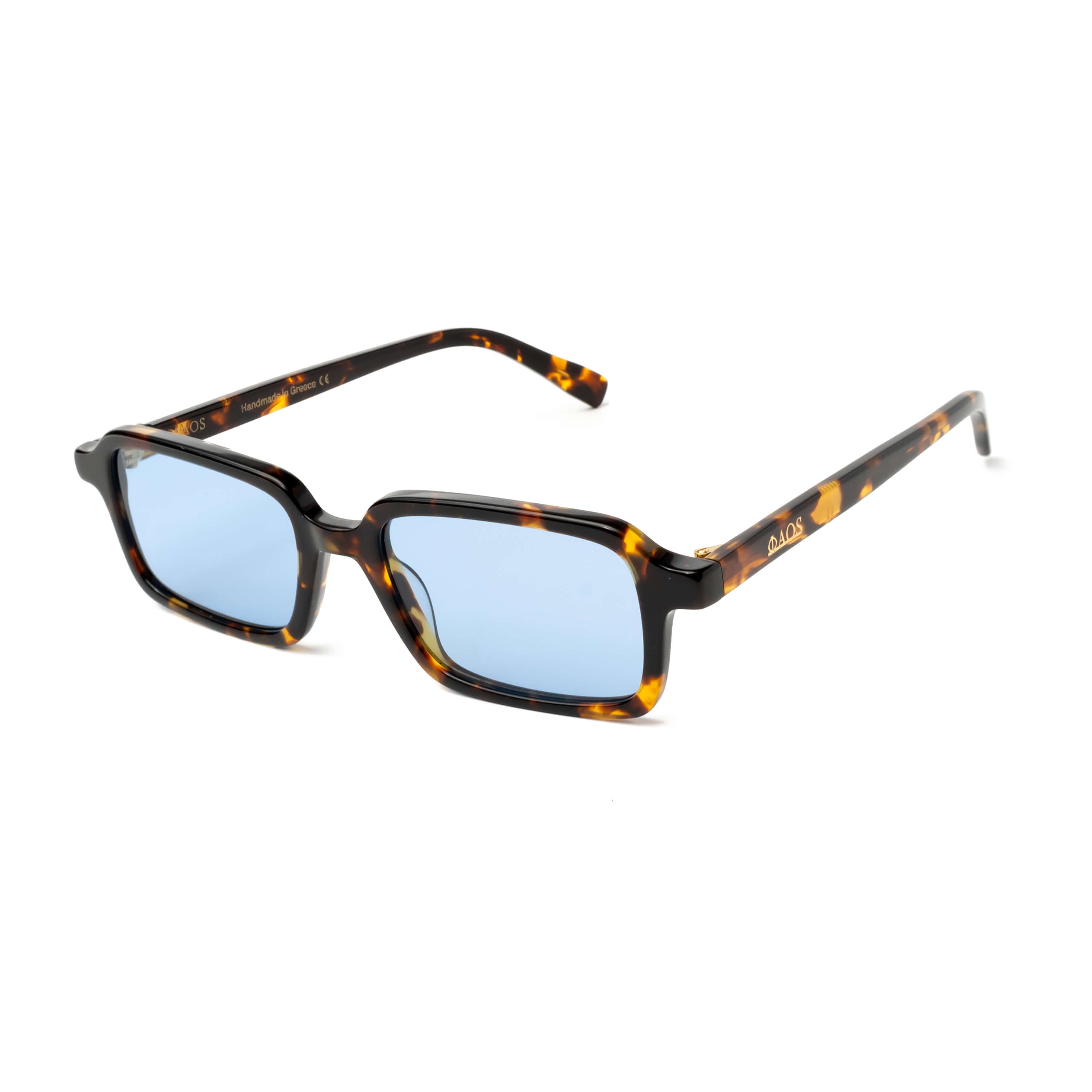 KEROS IN MARBLE BROWN WITH KYANO BLUE LENSES