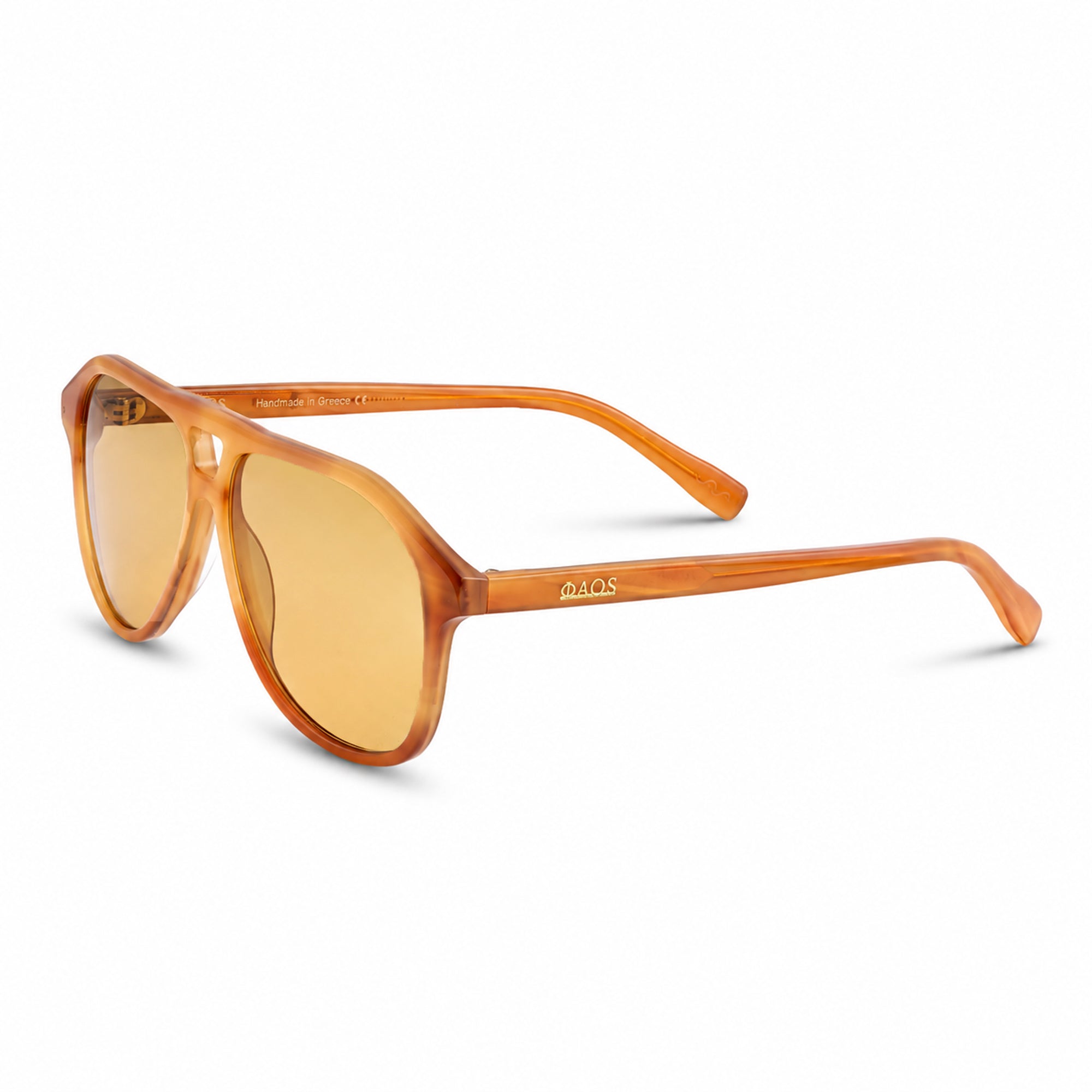 SERIFOS IN MARBLE AMBER WITH SAFFRON YELLOW LENSES