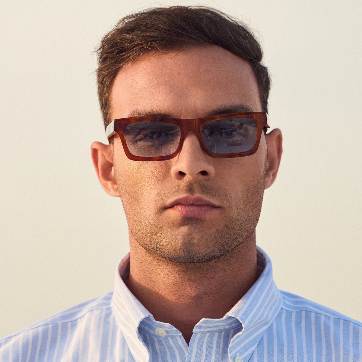 KYTHERA IN MARBLE HAVANA WITH KYANO BLUE LENSES