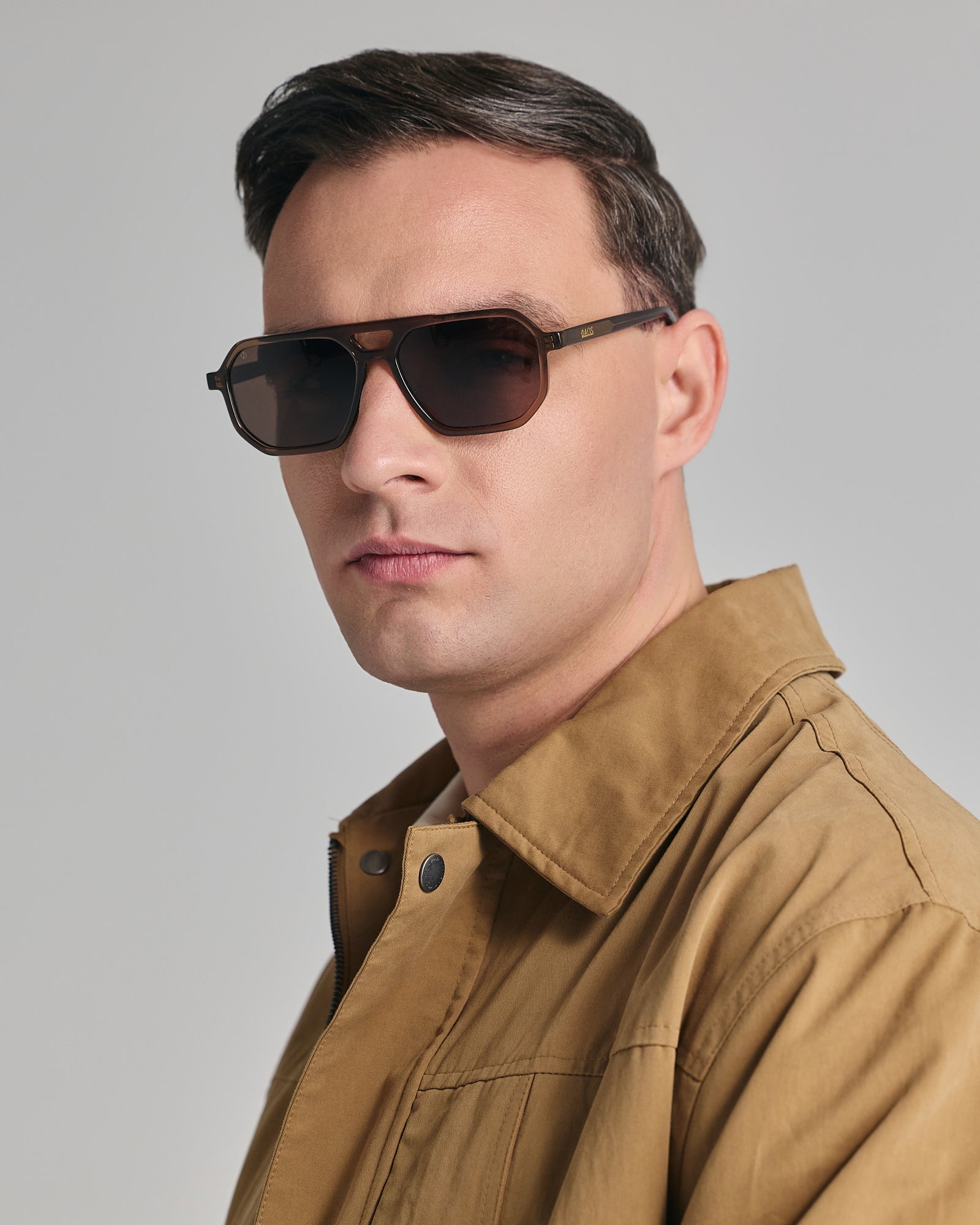 KYTHNOS IN CRYSTAL SEPIA WITH STONE BROWN LENSES