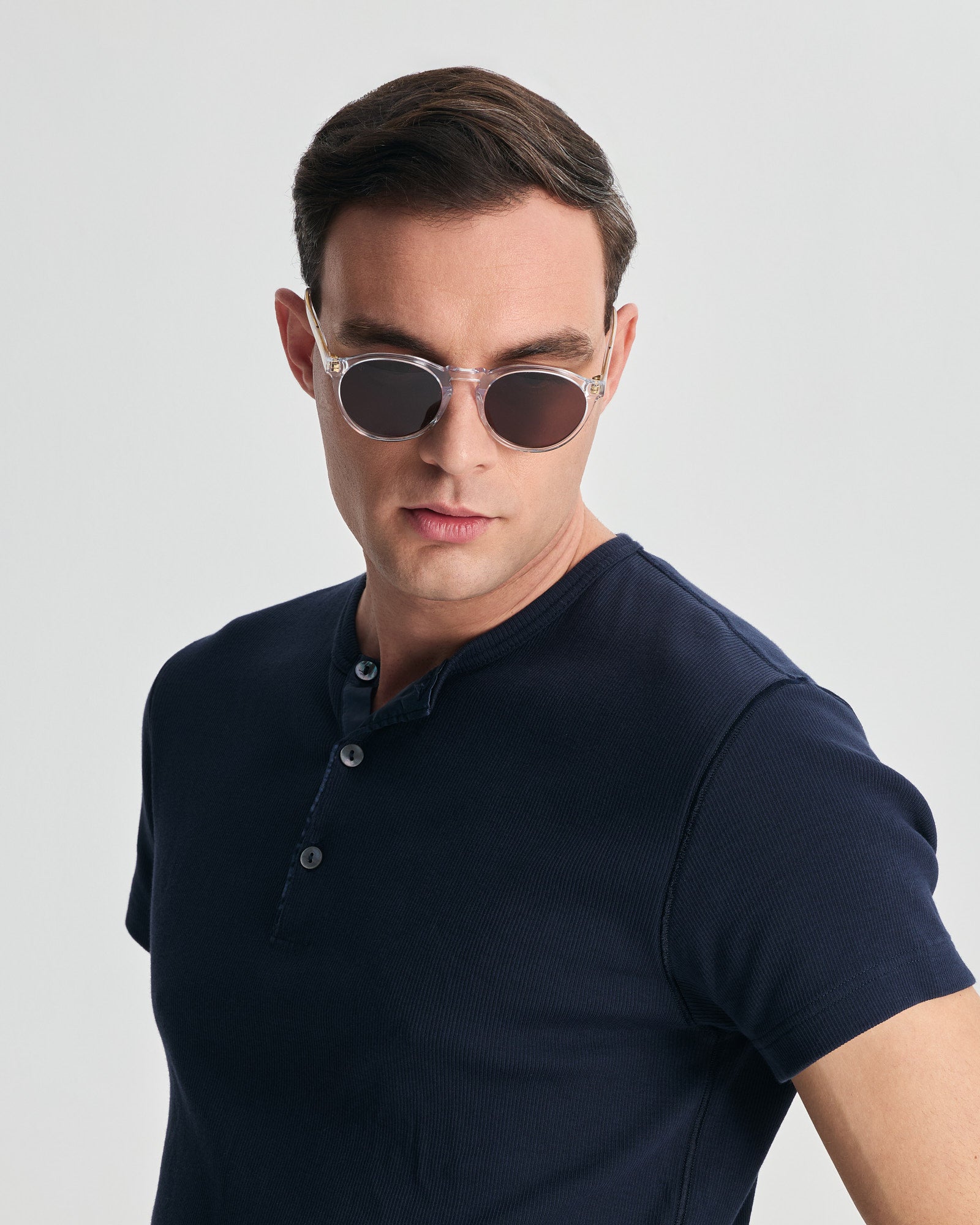 TINOS IN CRYSTAL WHITE WITH STONE BROWN LENSES