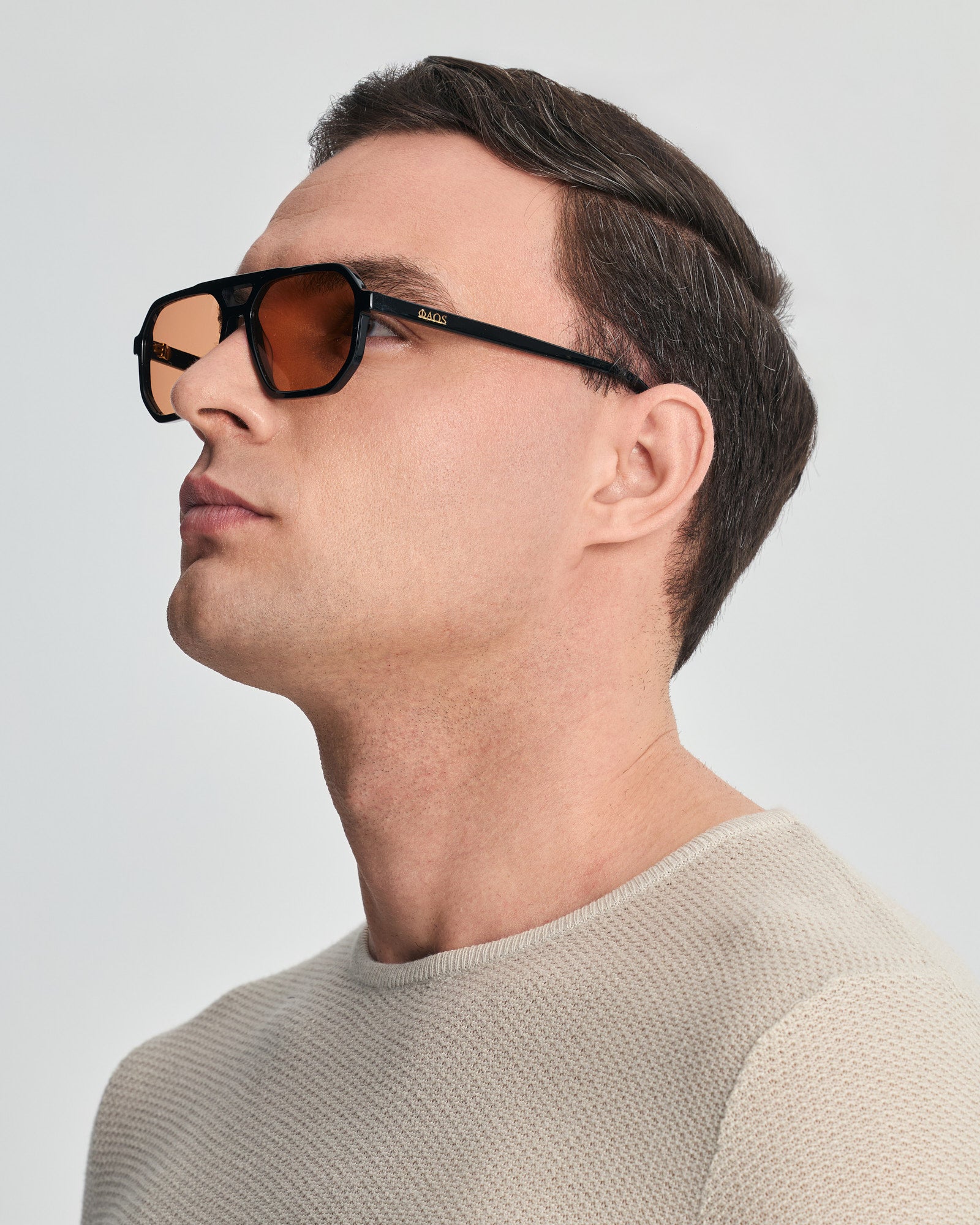 KYTHNOS IN EREVOS BLACK WITH POTTERY BROWN LENSES