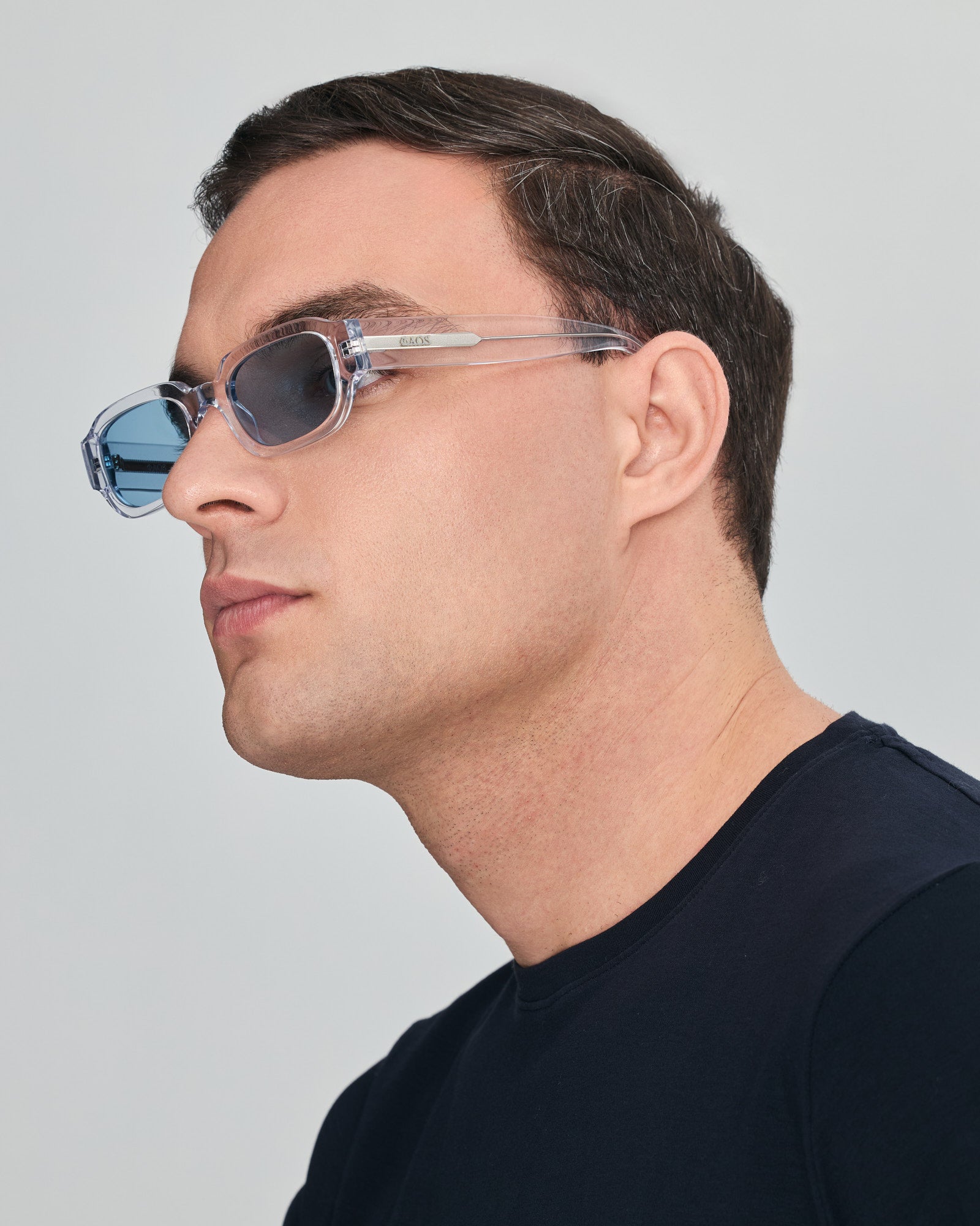 MYKONOS IN CRYSTAL GREY WITH KYANO BLUE LENSES