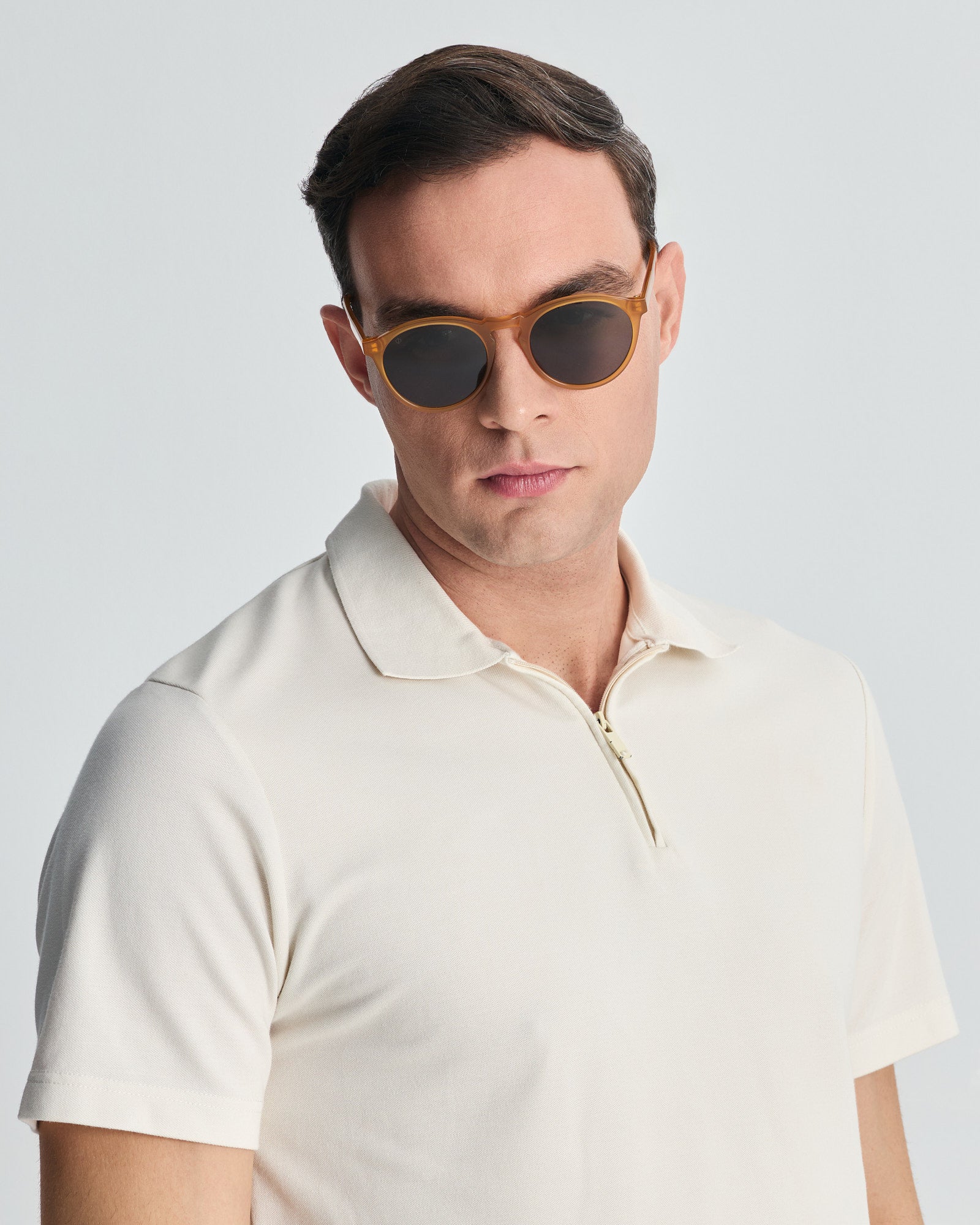 TINOS IN ELECTRUM AMBER WITH ALGAE GREEN LENSES