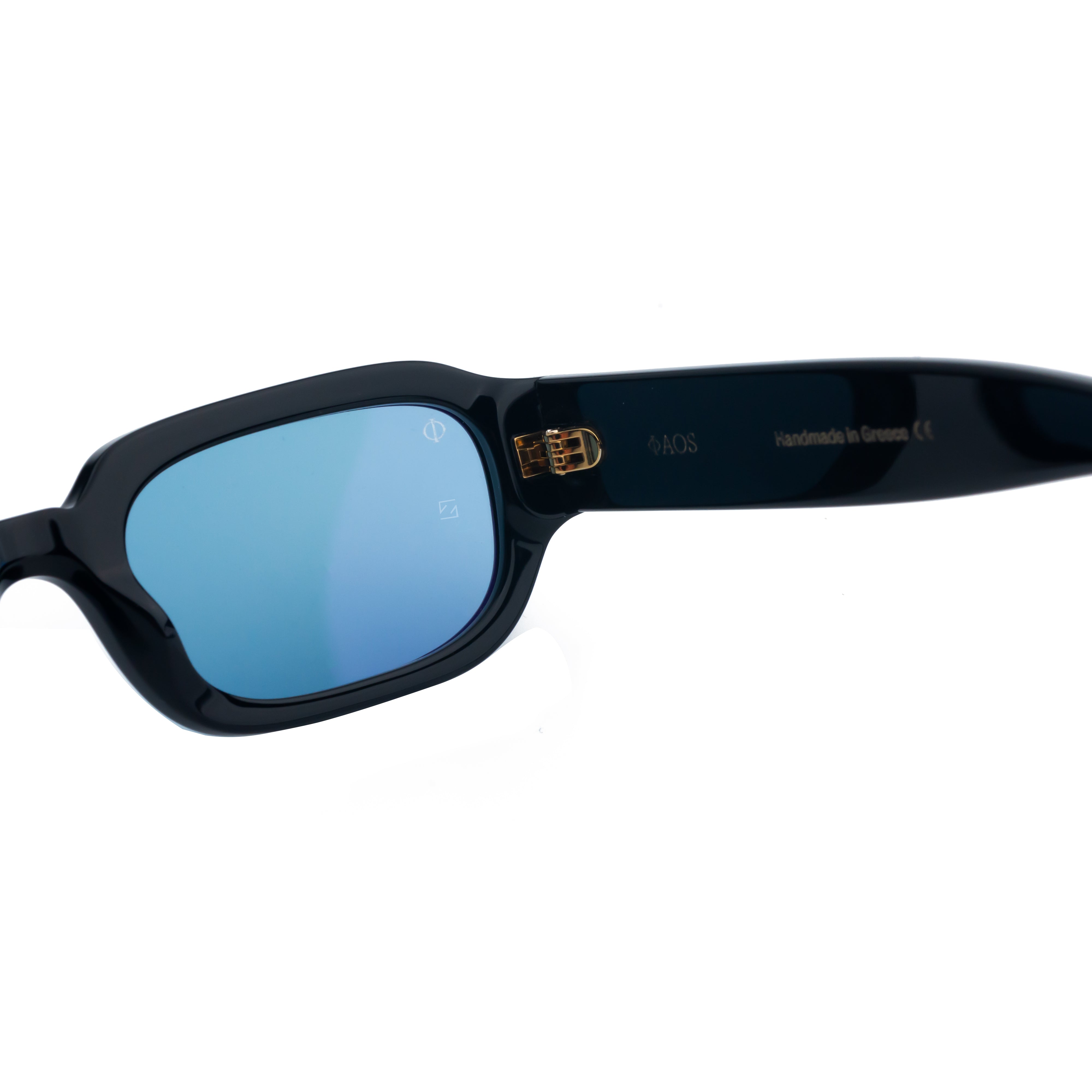MYKONOS IN EREVOS BLACK WITH KYANO BLUE LENSES