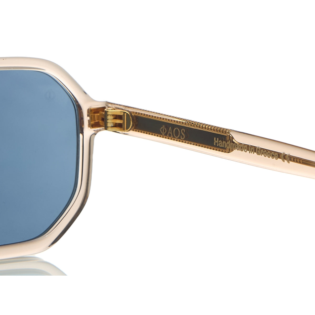 KYTHNOS IN CRYSTAL BEIGE WITH AEGEAN BLUE LENSES