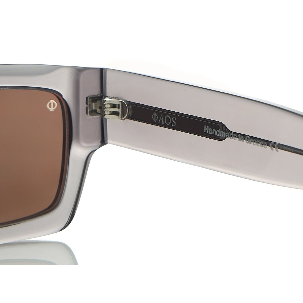 NAXOS IN CRYSTAL GREY WITH STONE BROWN LENSES