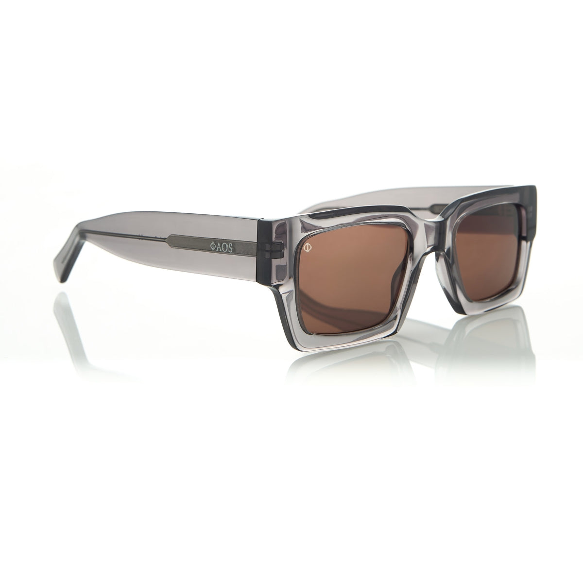 NAXOS IN CRYSTAL GREY WITH STONE BROWN LENSES