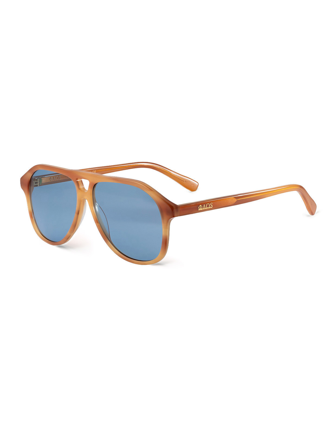 SERIFOS IN MARBLE AMBER WITH KYANO BLUE LENSES