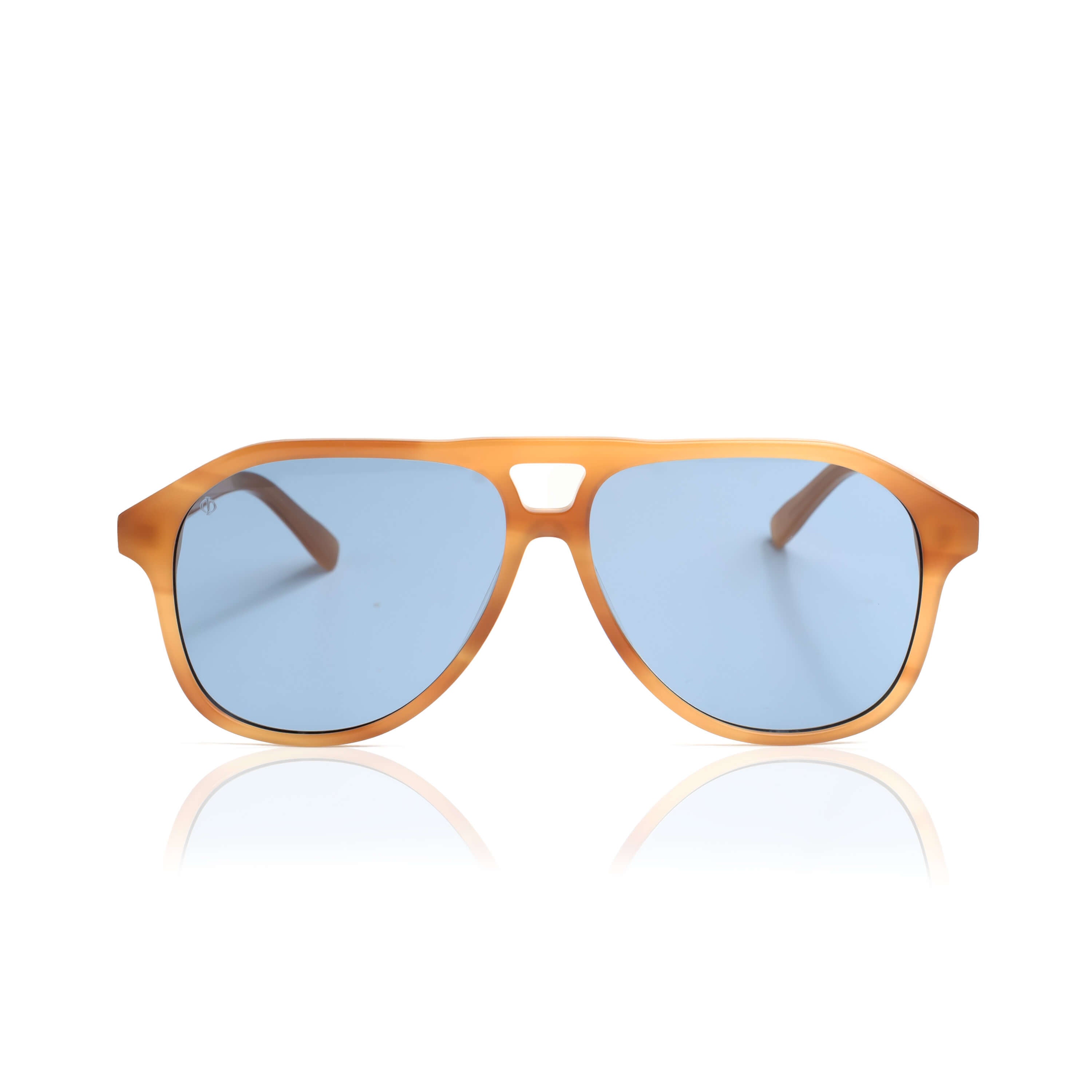 SERIFOS IN MARBLE AMBER WITH KYANO BLUE LENSES