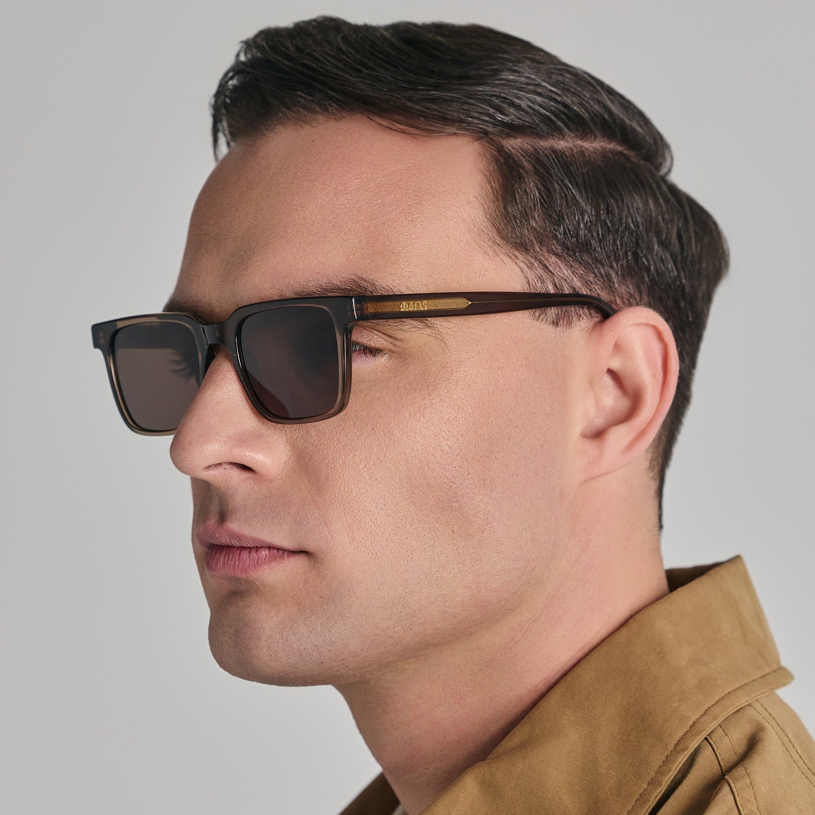 ANDROS IN CRYSTAL SEPIA WITH STONE BROWN LENSES