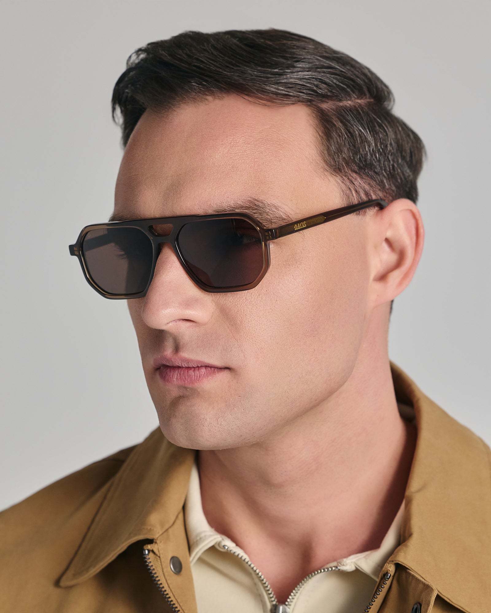 KYTHNOS IN CRYSTAL SEPIA WITH STONE BROWN LENSES